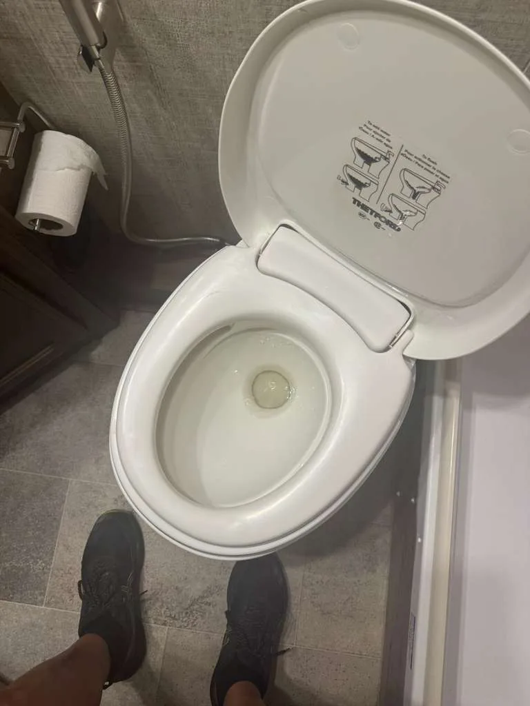 RV toilet replacement on-site by a Triton RV technician